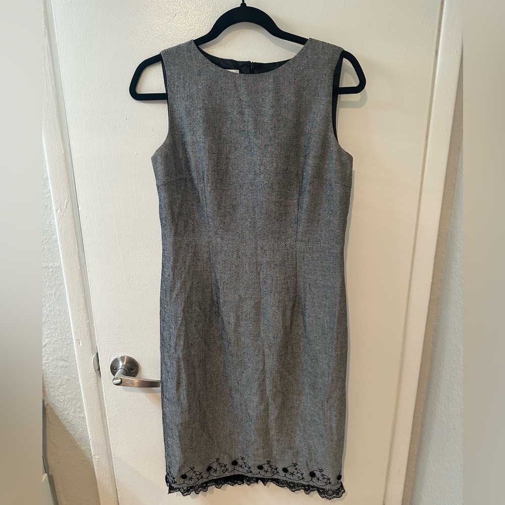 Kasper Gray Midi Dress with Black Detailing